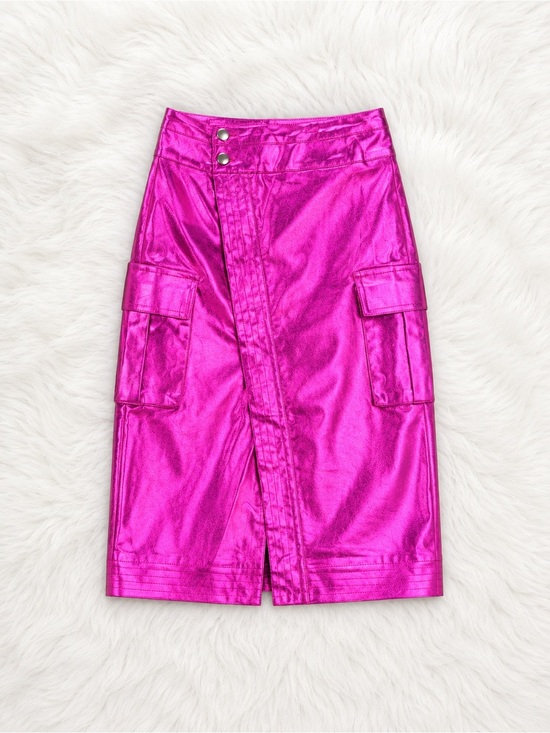 Muy Muy Dresses & Skirts - Muy Muy Fancy Collection Metallic Pink Cargo Midi Skirt Small Y2K Barbiecore